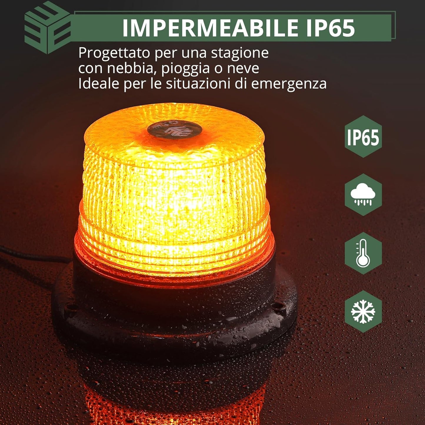 40 LED Luce Stroboscopica Di Emergenza Con Base Magnetica,Spia Di Avvertimento per Auto Da 40 W,E57/Ip65,Cavo Da 5M,Luce Lampeggiante per 12 V/24 V Trattore,Camion