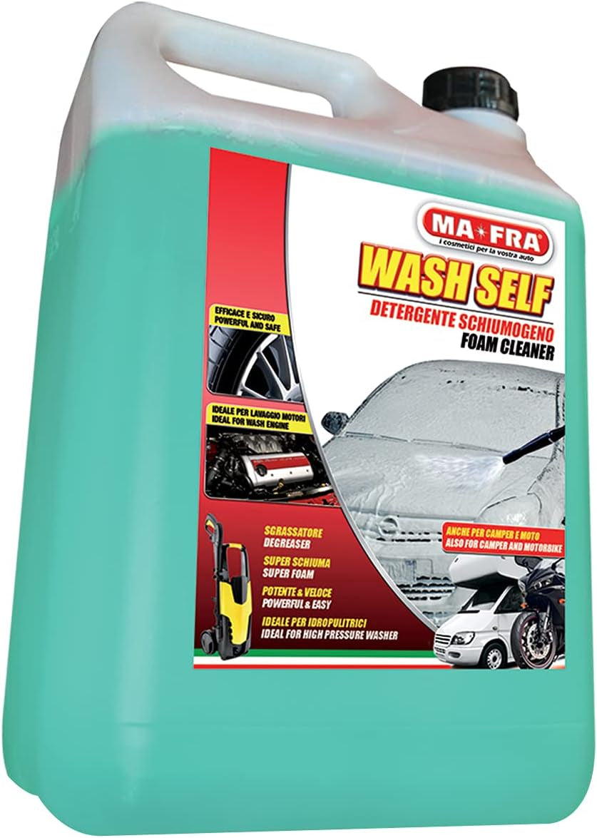 , Wash Self, Detergente Schiumogeno Concentrato, per Idropulitrice, per Prelavaggio Auto, 5000Ml