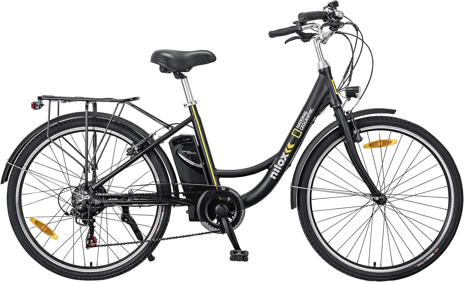 , E-Bike J5 National Geographic, Bici Elettrica a Pedalata Assistita, Motore Brushless High Speed a 5 Velocità Da 250W E Batteria LG Da 36 V, 10.4 Ah, Ruote Da 26" E Cambio Shimano 7 Marce