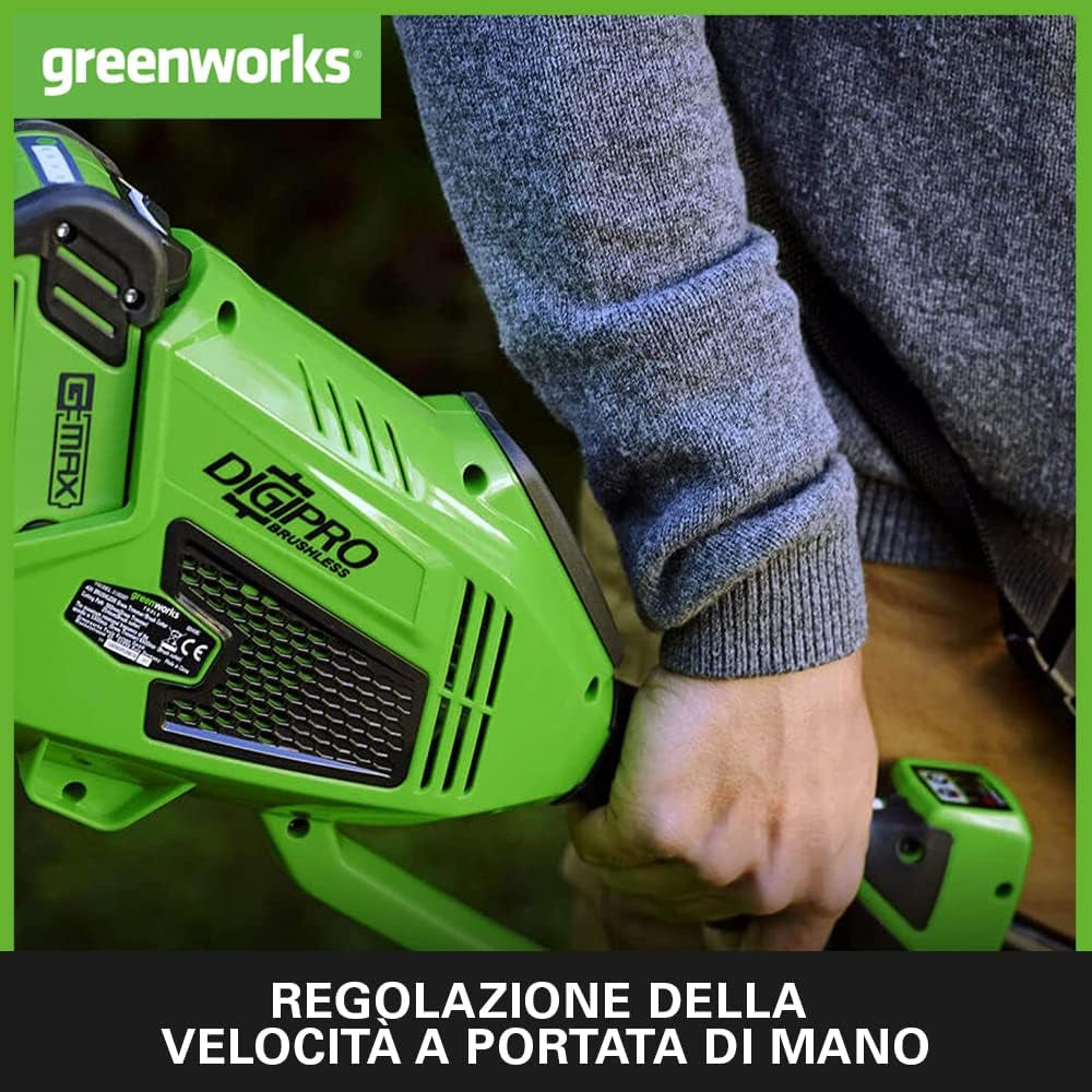 40V Decespugliatore a Batteria Con Motore Brushless, Imbracatura, Altezza Regolabile, Ampiezza Taglio 40Cm, Filo Nylon 2Mm, Lama 25Cm, 2 Batterie 40V E Caricabatterie GD40BCK2X