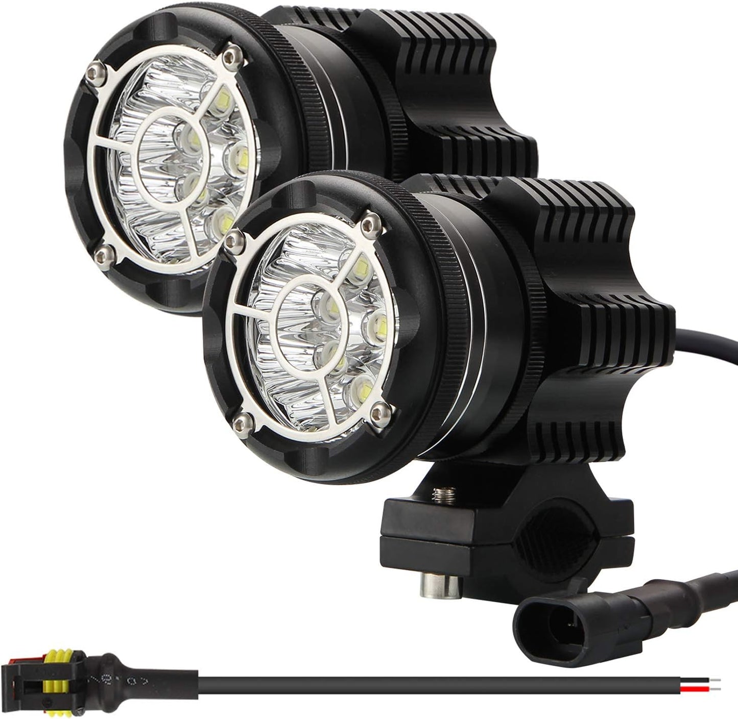 7" Faro a LED 150W 30000LM 4 Lenti Angel Eyes 3000K+6000K 4 Modalità Di Illuminazione Rotonda Nera CREE Lights LED off Road Fire Cross DRL Hi Lo Beam per Wrangler JK TJ LJ CJ Hummber H1 H2