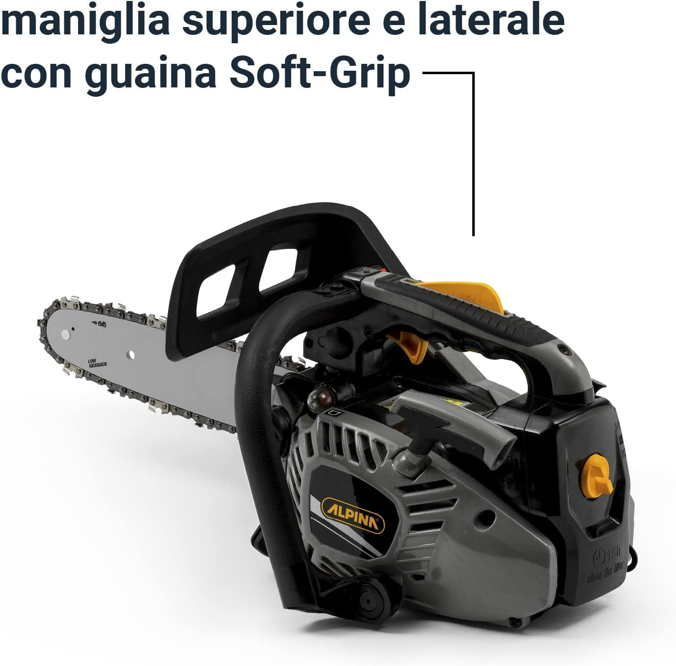 Motosega Da Potatura APR 25 (10)’’, Barra Di Taglio 25 Cm (10’’), Motore a Scoppio 25,4 Cc, 900 W, Velocità Catena 21 M/S, Pompa Olio Automatica Regolabile