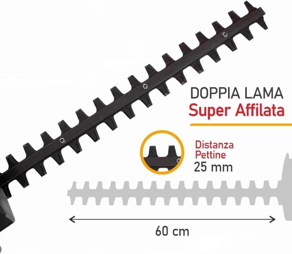 Tagliasiepi a Scoppio 43CC Potenza 3.8HP Con Motore Da 2 Tempi Dotato Di Lame a Doppio Taglio Da 60 Cm Con Manico Girevole Leggero Potente E Maneggevole