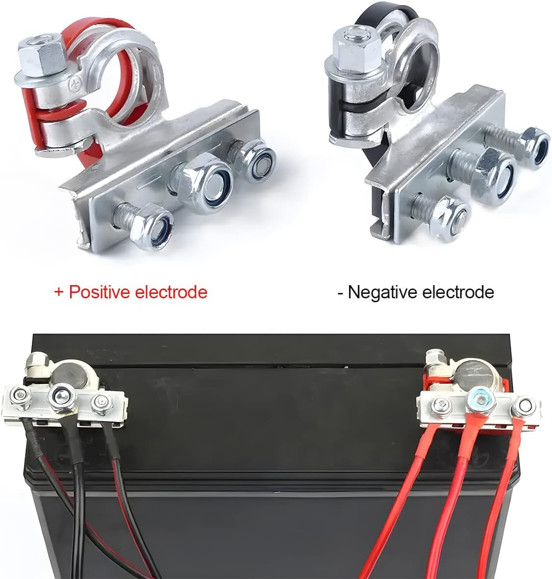 2 Pezzi Terminali Di Batteria Connettori Di Batteria, 12V Morsetto Sgancio Rapido Connettori Positivo Negativo, Con Rondelle Protezione per Auto Camion Barca, Con Dado Ad Ala