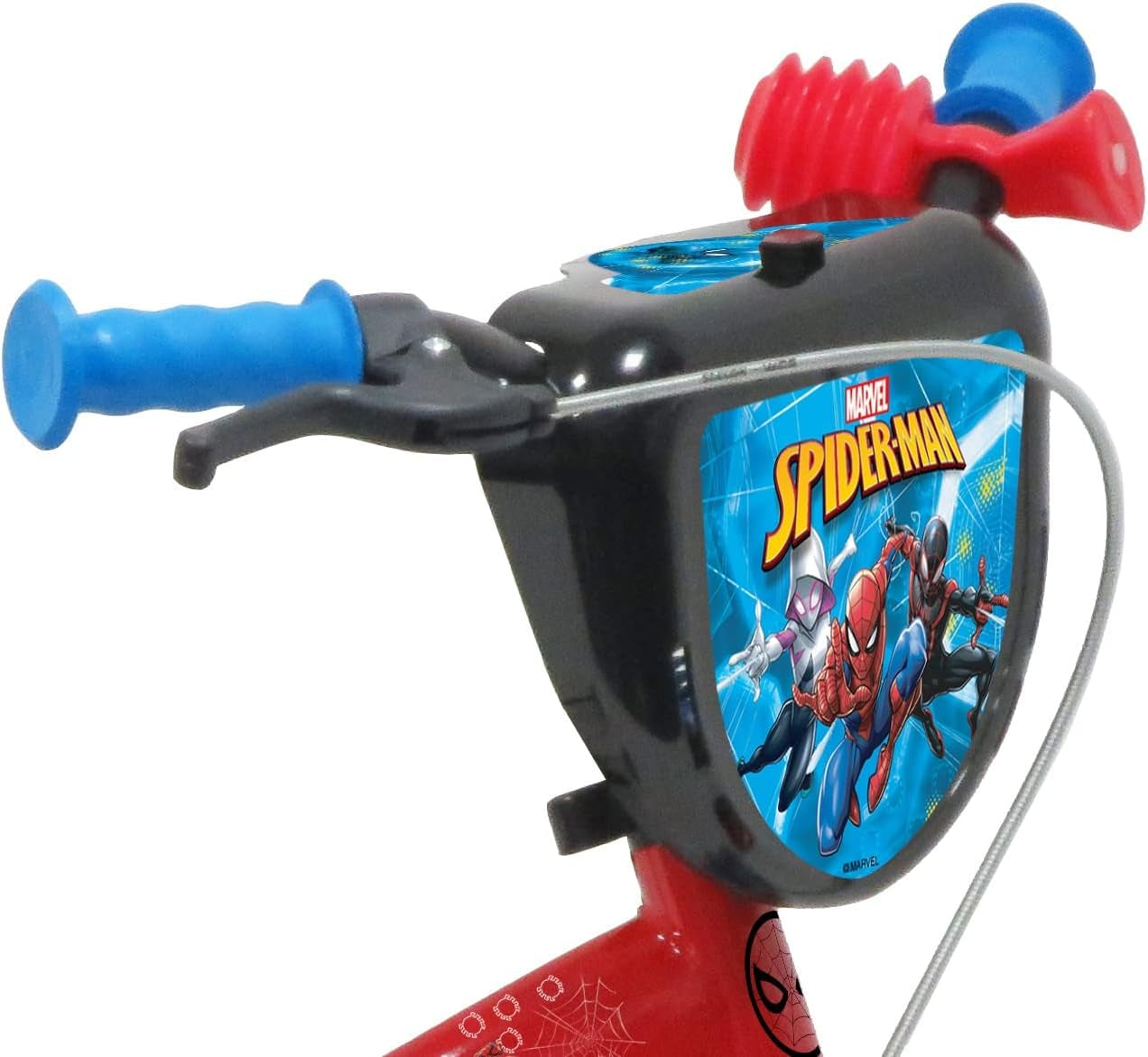 12', Bicicletta Spiderman Dotata Di 1 Freno, Piastra Anteriore Decorativa, Parafanghi, Carter E Stabilizzatori. Ragazzo, Rosso