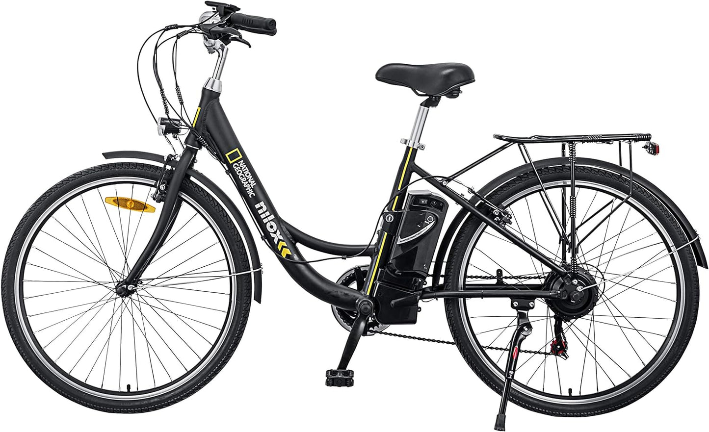 , E-Bike J5 National Geographic, Bici Elettrica a Pedalata Assistita, Motore Brushless High Speed a 5 Velocità Da 250W E Batteria LG Da 36 V, 10.4 Ah, Ruote Da 26" E Cambio Shimano 7 Marce