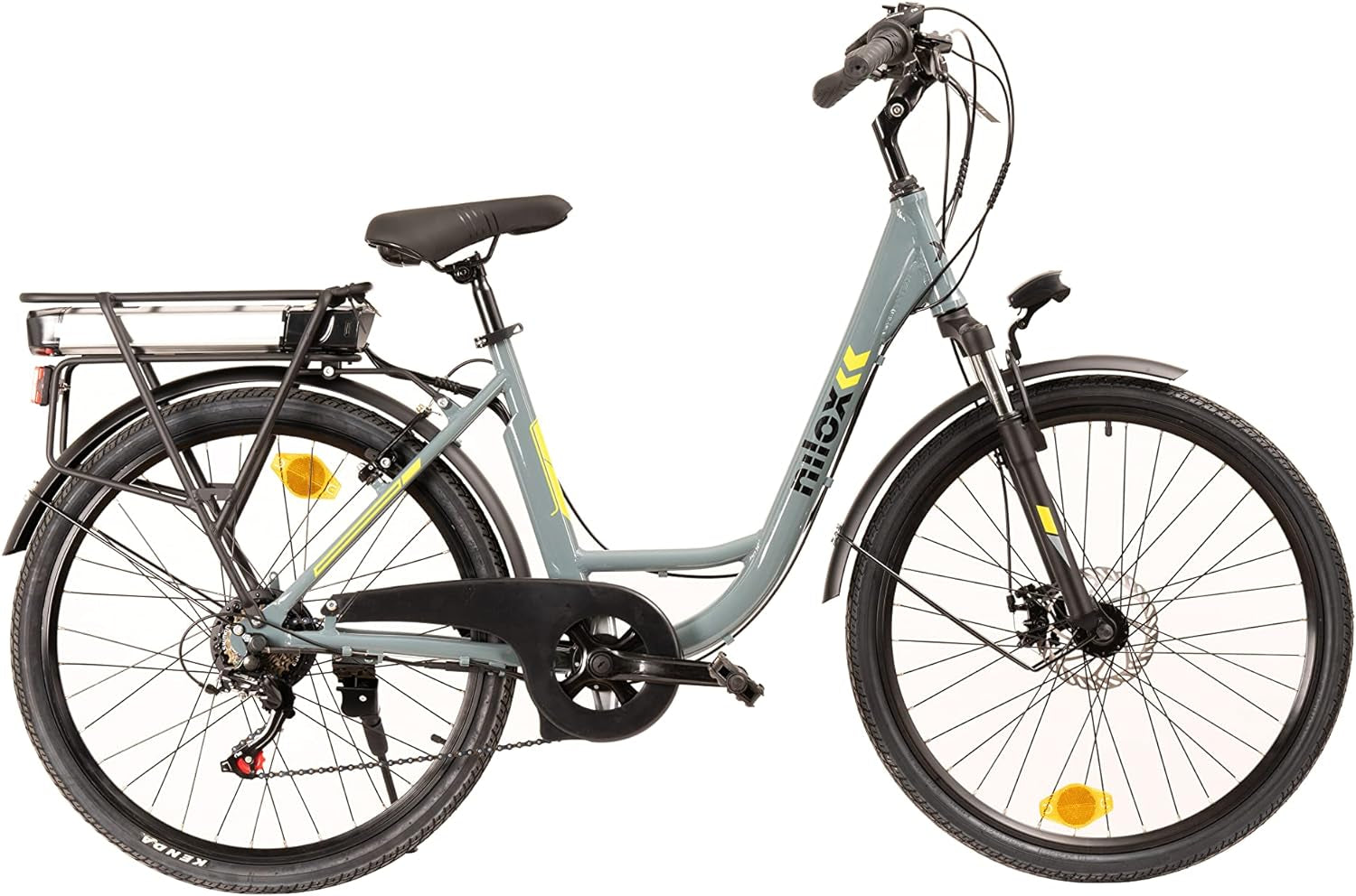 , E-Bike X7 F, Trekking Bike Con Pedalata Assistita, 80 Km Di Autonomia, Fino a 25 Km/H, Motore Bafang 36 V 250 W, Batteria Al Litio LG Da 36 V- 12.8 Ah, Copertoni Semi Tassellati 26" X 1.75"