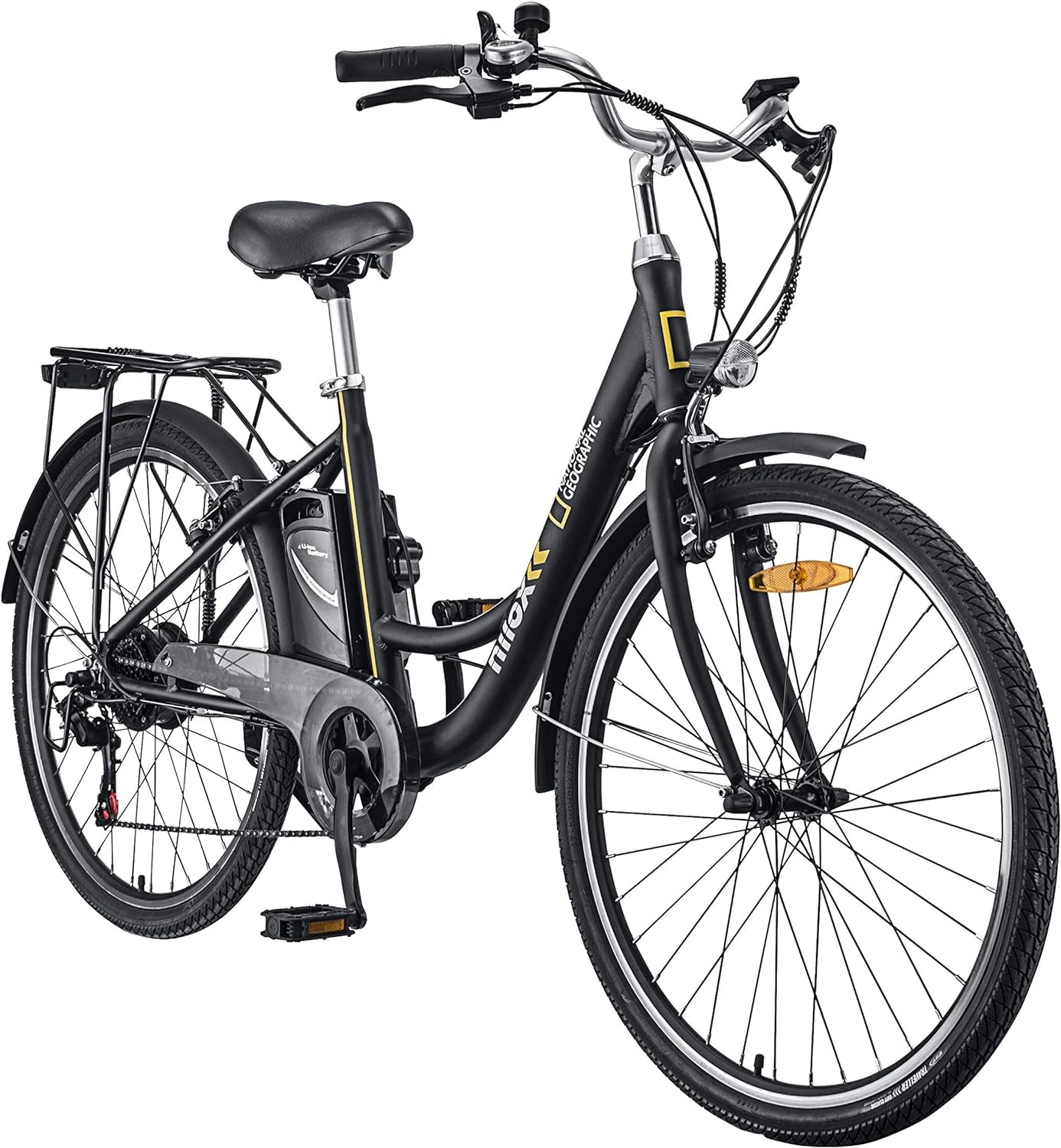 , E-Bike J5 National Geographic, Bici Elettrica a Pedalata Assistita, Motore Brushless High Speed a 5 Velocità Da 250W E Batteria LG Da 36 V, 10.4 Ah, Ruote Da 26" E Cambio Shimano 7 Marce