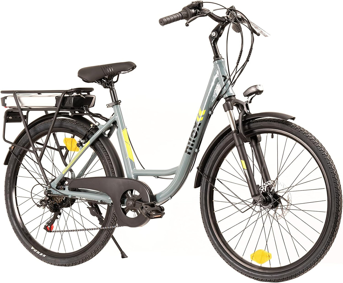 , E-Bike X7 F, Trekking Bike Con Pedalata Assistita, 80 Km Di Autonomia, Fino a 25 Km/H, Motore Bafang 36 V 250 W, Batteria Al Litio LG Da 36 V- 12.8 Ah, Copertoni Semi Tassellati 26" X 1.75"