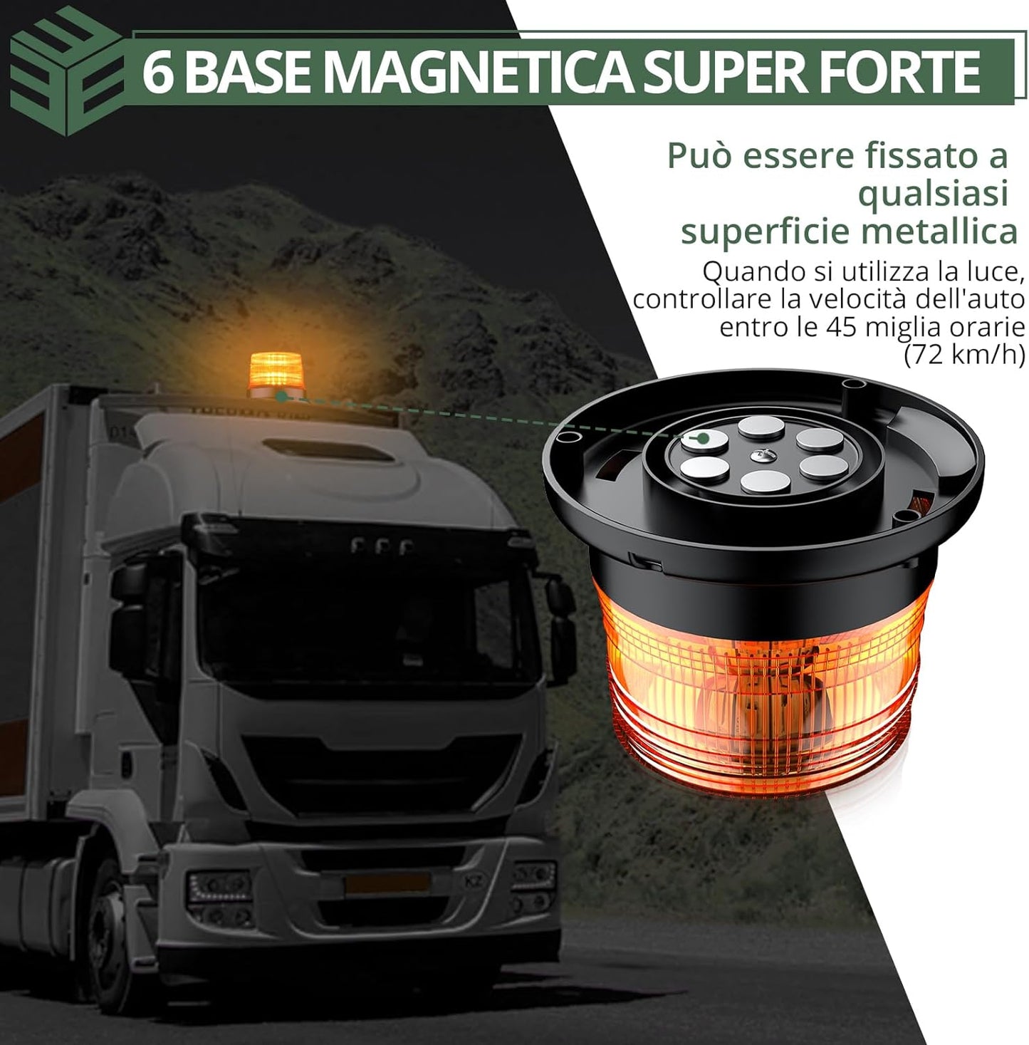 40 LED Luce Stroboscopica Di Emergenza Con Base Magnetica,Spia Di Avvertimento per Auto Da 40 W,E57/Ip65,Cavo Da 5M,Luce Lampeggiante per 12 V/24 V Trattore,Camion