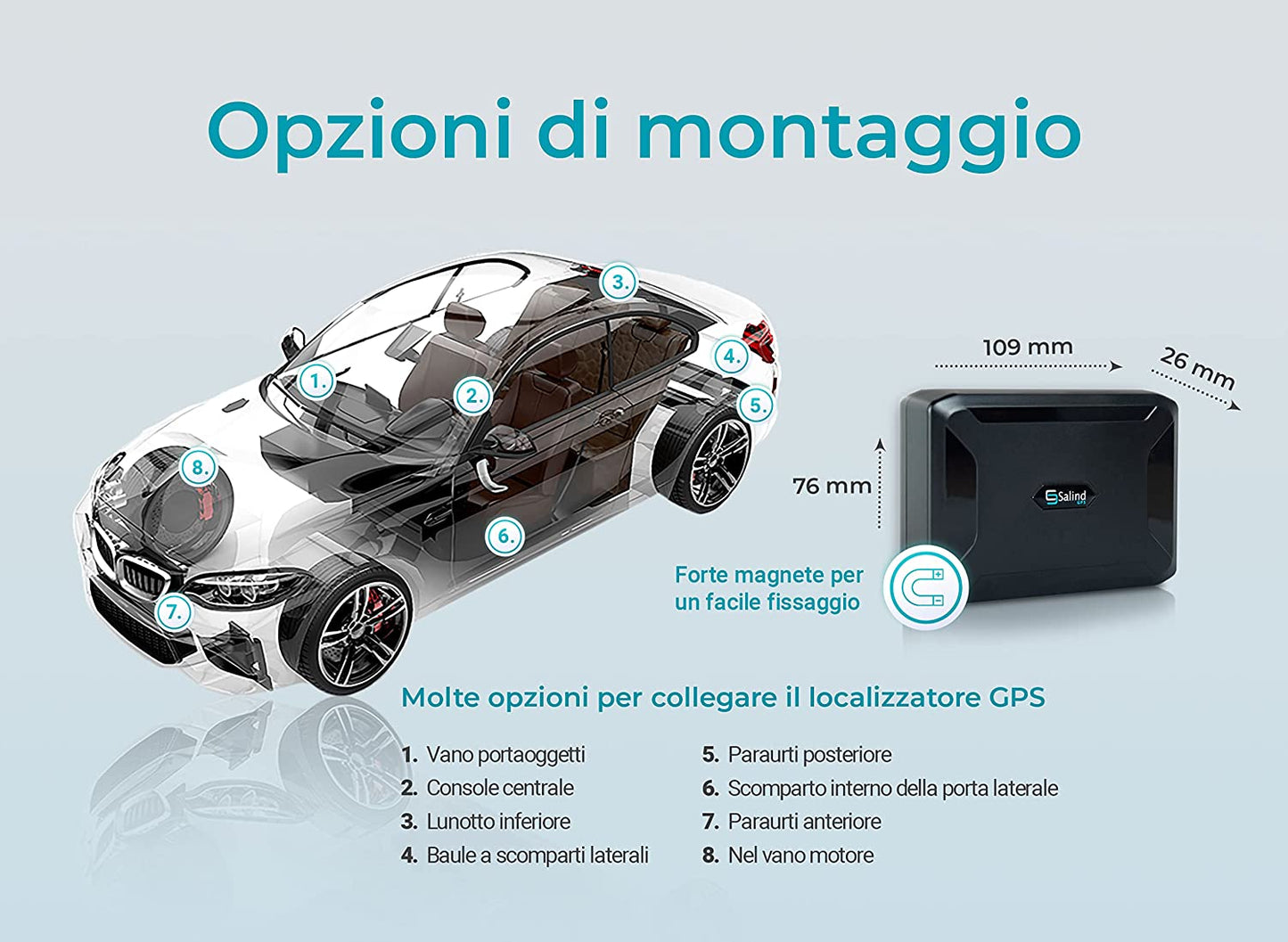 11 Localizzatore GPS per Auto, Moto, Camion E Altri Veicoli Con Allarmi Multipli, GPS Auto Localizzatore Con App, Magnete Potente, Batteria Fino a 90 Giorni, Tracciamento in Tempo Reale